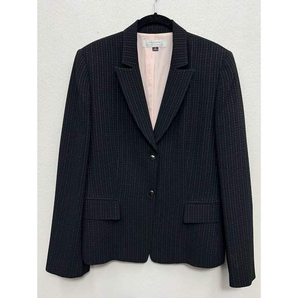 Tahari 2-piece Blazer Skirt Set Women’s 12 Black Pink Stripe Office Career - Picture 2 of 12
